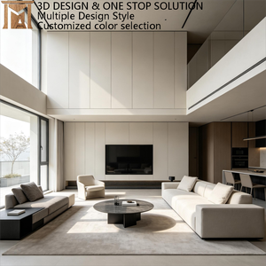 Mobile TV Modulare di Lusso Moderno con Armadietti a Parete e Illuminazione LED Integrata per Soggiorno con Soffitto Alto - Product Image 2