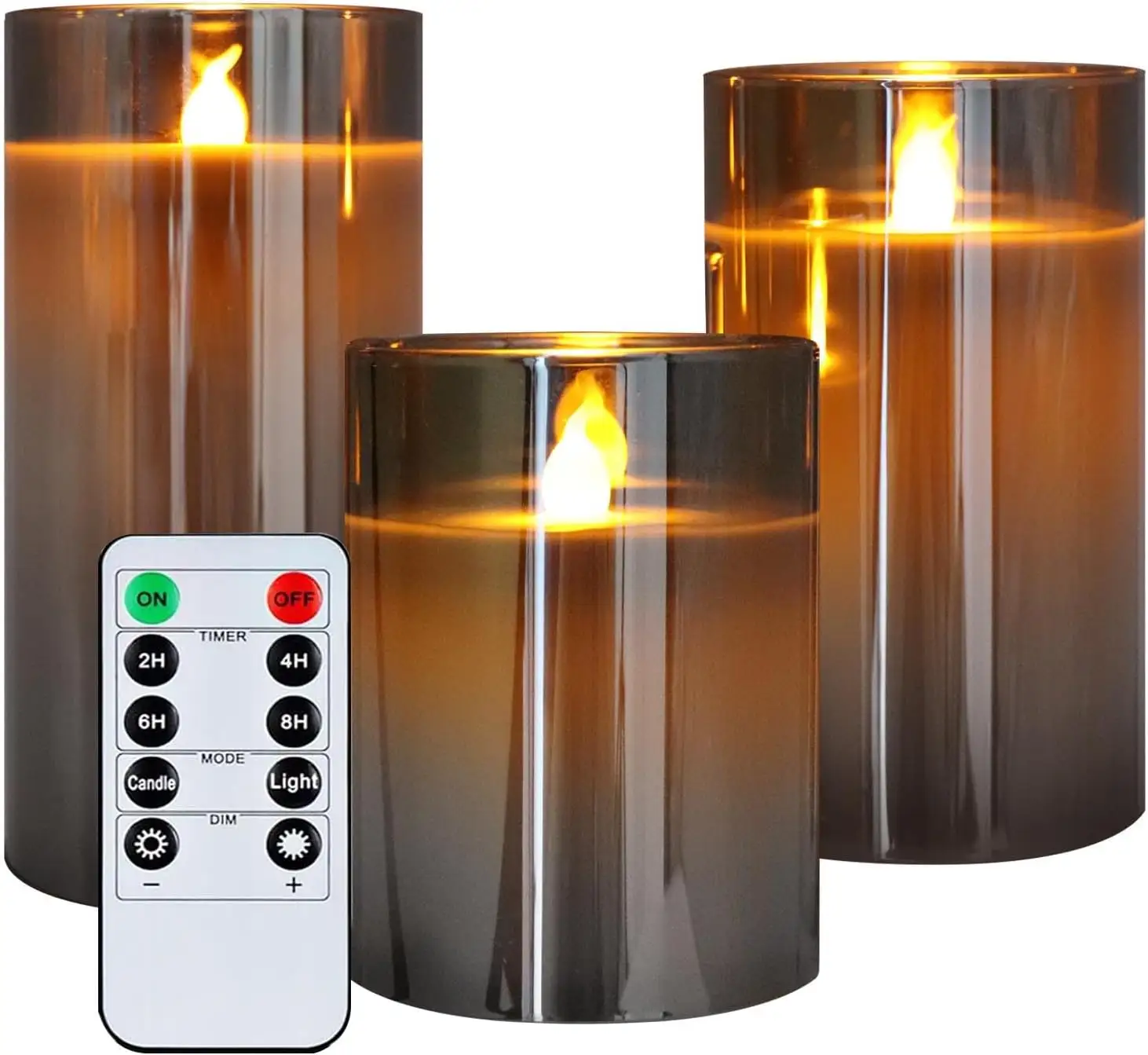 Bougie Kerzen Trụ Cột Bất Sáp Trà Điện Ánh Sáng Pin Hoạt Động Nến Velas LED Nến Flameless Nến Thủy Tinh Với Từ Xa