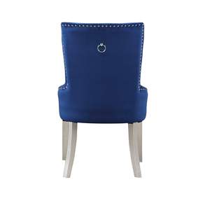 DB <b>Blue</b> and Antique Platinum Tufted Side <b>Chair</b> for Dining - Product Image 4