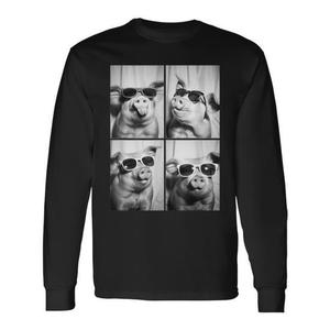 Camiseta de manga larga con diseño de cerdos con gafas de sol, animales de granja geniales - Product Image 1