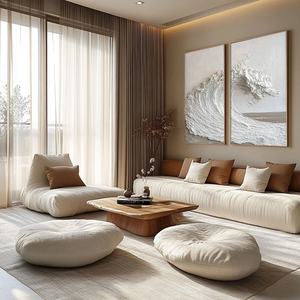 Ensemble de 2 tableaux abstraits minimalistes blancs Wabi Sabi, peinture moderne pour la décoration de la maison, peinture murale pour la maison et la galerie - Product Image 4