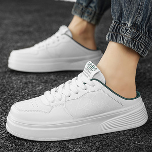 Chaussures plates décontractées d'été pour hommes, respirantes, légères, style sport-décontracté, demi-mules, pour jeunes adultes, semelle épaisse en EVA, antidérapantes en PU - Product Image 4