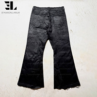 Pantalon en jean évasé LARSUR personnalisé, délavé, enduit de cire, effet usé, déchiré, style streetwear, bords bruts, coupe bootcut pour homme