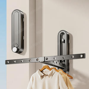 Séchoir à vêtements mural pliable à ventouse, à barre unique, pour usage domestique et balcon - Product Image 5