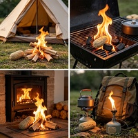 Allume-feu sans fumée en laine de bois cirée recyclée et paraffine, pack personnalisé pour camping, barbecue, pique-nique et allumage extérieur
