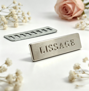 OEM Custom Embossed Metal Pin Labels With Back <b>Plate</b> Polished Brand <b>Name</b> <b>Plates</b> for Leather Handbags - Product Image 1