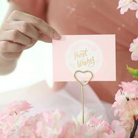 Penjepit Kartu Bentuk Hati dari Logam untuk Buket Bunga, Klip Kartu Ucapan Floral, Perlengkapan Kemasan Florist DIY