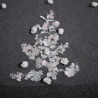 Doux doux élégant appliqué tulle dentelle ivoire longs voiles de mariée 3.8m * 3m vente chaude