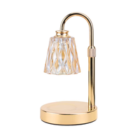 Lampe chauffe-bougie électrique avec minuterie et variateur d'intensité, en verre/bois, prise US, pour la décoration de la maison (doré)