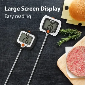 Thermomètre numérique avec sonde de 10 pouces, clip pour pot, affichage LCD à lecture instantanée avec fonction de maintien de la température pour la fabrication de bonbons, la viande et la cuisine - Product Image 2