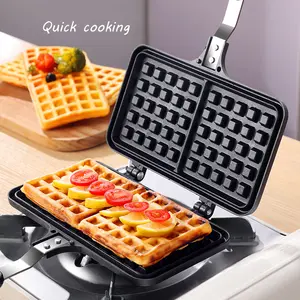 Hot Sale Classic Style Iron Square Round Aluminum Gas Furnace Baking Pan Mould Waffle Mold And Skillets For Frying For Cooking