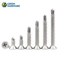 Vis autoperceuses à tête fraisée Lekon, vis autoperforantes à tête plate Phillips, acier inoxydable 304, vis de construction