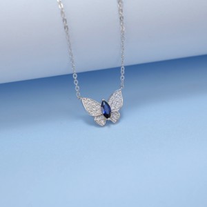 Collar de Plata 925 con Ojo de Caballo y Mariposa de Zafiro para Mujer, Estilo Moderno - Product Image 4