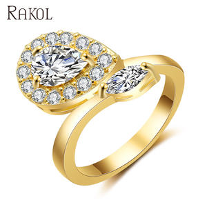 RAKOL RP2133 Women's Luxury Gold-Plated Synthetic Zircon Ring New Fashion Design - Product Image 3
