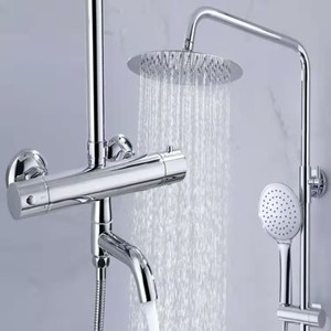 Ensemble de <span class=keywords><strong>douche</strong></span> thermostatique moderne en laiton chromé pour colonne de <span class=keywords><strong>douche</strong></span> extérieure, avec robinetterie, vente directe usine - Product Image 2