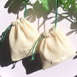 Special Design Reusable Promotion Custom Logo Printed Cotton Mesh Drawstring Bag Soap Jewelry Cosmetic Cotton Mesh Pouch - Product Image 4