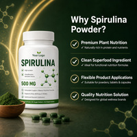 Comprimés et capsules de spiruline OEM personnalisés, qualité alimentaire biologique, superaliment, fabrication sous marque privée, emballage en vrac personnalisé
