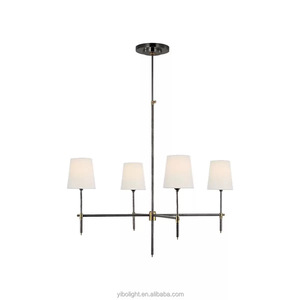 Lampadario <span class=keywords><strong>in</strong></span> Stile Nordico con Paralume <span class=keywords><strong>in</strong></span> Lino e Metallo Nero, per Camera da Letto e Soggiorno, Decorazione per Soffitti Alti, Lampadario <span class=keywords><strong>in</strong></span> Metallo Nero e Bronzo - Product Image 6