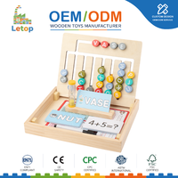 Tableau d'apprentissage double face en bois Montessori, puzzle coulissant pour l'orthographe, les mathématiques, les lettres et les chiffres, kit d'aide pédagogique pour tout-petits