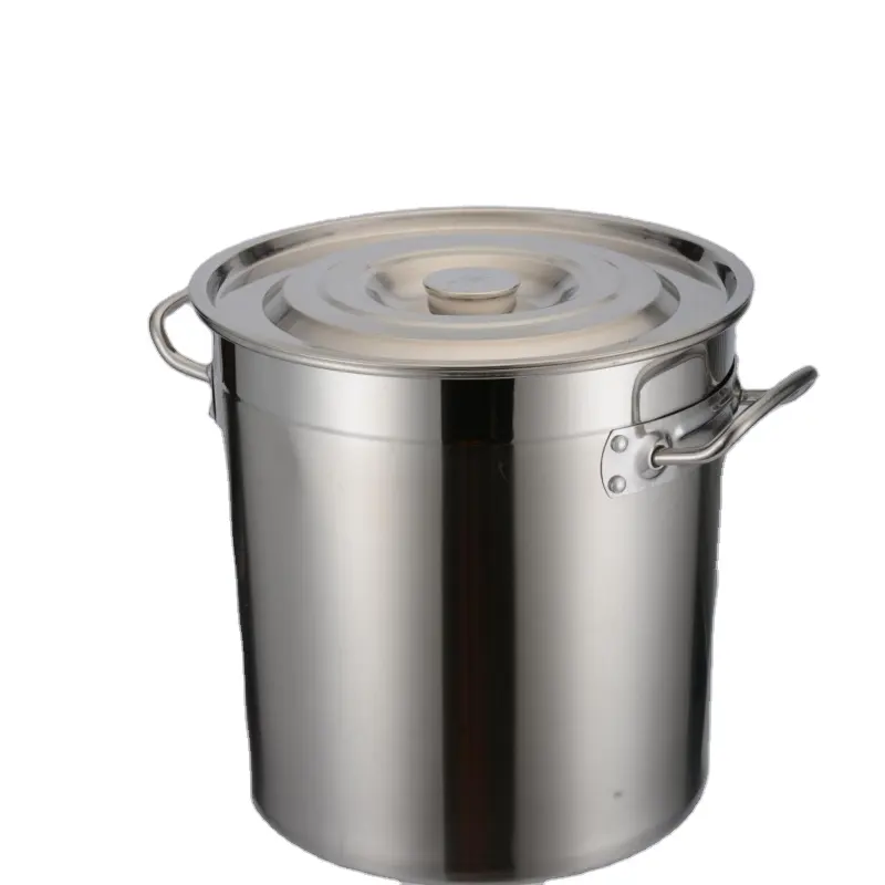 Zuppa e magazzino pentole ordinazione stock pentola di acciaio inox di grandi dimensioni stock pot con coperchio all'ingrosso