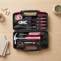 Ensemble d'outils professionnel OEM en acier rose de qualité 45, 39 pièces, trousse de réparation multifonctionnelle pour la maison, cadeau pour femmes