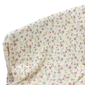 New Korean version baby pajamas with floral pattern, double layer gauze, 100% cotton fine cloth, printed swaddling blanket