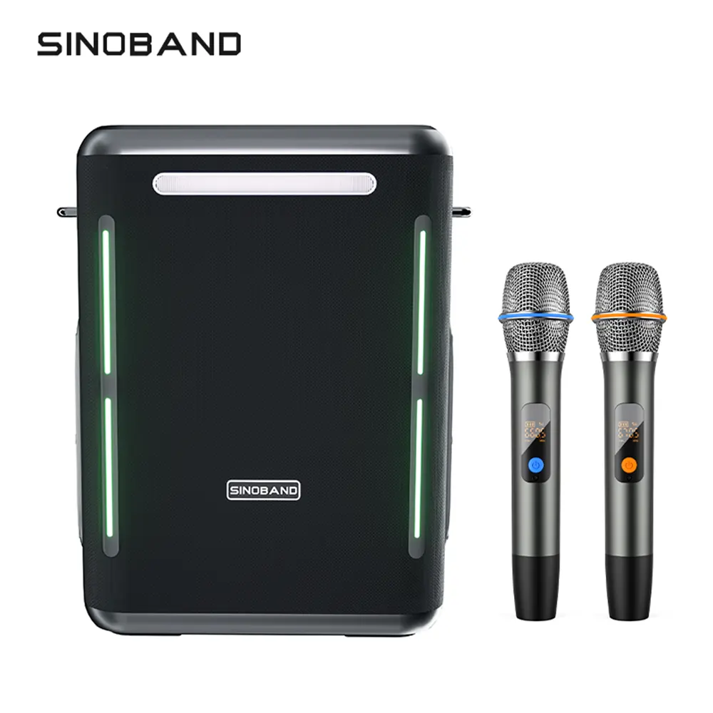 Xdobo Sinoband 대형 파워 300W 푸른 이빨 스피커 야외 파티를위한 듀얼 무선 마이크와 휴대용 노래방 스피커