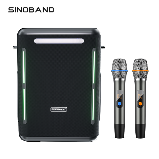 SINOBAND Large Power 300W Blue Tooth Speaker Portable Karaoke Speaker with Dual Wireless Microphone for Outdoor Party