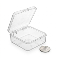 Boîte en plastique PP transparente de 7,5 cm, petite boîte de rangement carrée, couvercle à charnière, boîte à bijoux, boîte à pilules, organisateur portable, prix d'usine