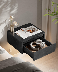 Comodini Sospesi a Parete, Set di 2 Tavolini da Notte in Legno con Cassetti - Product Image 4