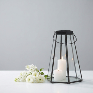 เชิงเทียนแก้วทรงกรวยกรอบโลหะสีดำสำหรับตกแต่งบ้านและงานแต่งงาน - Product Image 3
