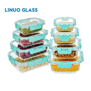 Linuo Meal Prep Lunch Box High Borosilicate Glass Food Storage Container For Oven Microwave Freezer
