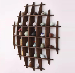 Solid Rubber <strong>Wood</strong> Floating Display Rack for Kitchen &amp; Living Room Minimalist Wall <strong>Shelf</strong> with 5-Tier Storage - Product Image 2