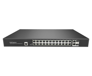 Managed 24-Port Fast <b>Ethernet</b> PoE <b>Switch</b> with Dual Gigabit Uplink, 600W Power - Product Image 2
