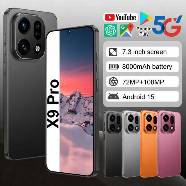 X9 Pro Global Version 5G Deca Core Smartphone 16GB+1TB 7.3" HD OLED Android 15 108MP 8000mAh LTE CDMA