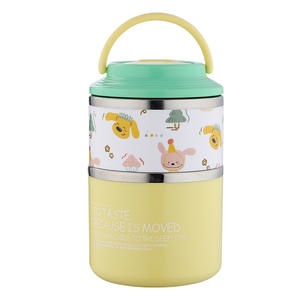 Boîte à lunch isotherme créative en acier inoxydable, ronde, portable, pour enfants, avec couvercle en plastique - Product Image 4