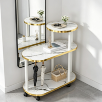 Table d'appoint de luxe légère avec plateau en pierre frittée à motif marbre et étagère de rangement en bois massif, table d'appoint pour canapé de salon