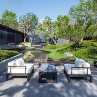 Chinesischer Outdoor-Sofa-Set im Patio-Stil, Aluminiumlegierungsrahmen, wasserdichter Stoff, hochelastischer Schwamm für Villa, Hof, Hotel