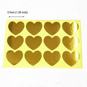Autocollants à paillettes en forme de cœur doré, étiquettes décoratives auto-adhésives de 3.5cm pour la décoration des fêtes, artisanat DIY - Product Image 1