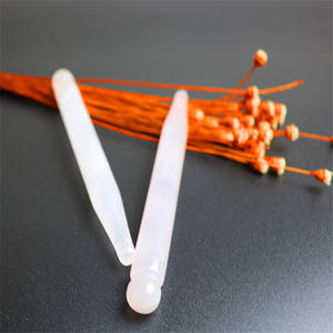 Naturstein weißer Jade-Augenmassage-Stift Kristall Mineral Schönheits-Akupunktur-Stick Gesicht Kopf Gua Sha Werkzeug für Heilung Hautpflege - Product Image 5