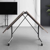 Table de conférence pliante à coins arrondis en bambou, moderne, minimaliste, multifonctionnelle, extensible, bureau télescopique pour 10 personnes