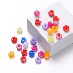 Acrylic Two Tone Large Hole <b>Beads</b> Round Barrel Shape For Jewelry Making DIY Handmade Beading Materials Accessories - Product Image 2