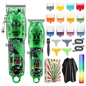 2025 nouveaux produits Rechargeable professionnel sans fil <span class=keywords><strong>Kit</strong></span> de toilettage outil de barbier 2 pièces LCD cheveux rasoir coupe tondeuse tondeuse - Product Image 3