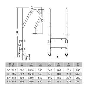 <span class=keywords><strong>Échelle</strong></span> de <span class=keywords><strong>piscine</strong></span> en acier inoxydable 304/316 durable à 4 marches, prix de gros - Product Image 6