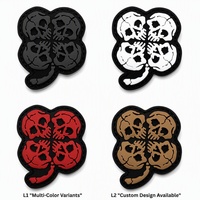 Patch moral 3D PVC Trèfle Crâne Lumineux Style Tactique avec Crochet et Boucle, en Stock, Prêt à l'Expédition, Patchs en Caoutchouc pour Sac à Dos