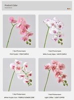 Bunga Phalaenopsis Buatan 8 Tangkai, Tekstur Lembut dan Melembapkan, Gaya Eropa, PVC, Satu Ranting, untuk Dekorasi Rumah dan Ruang Tamu