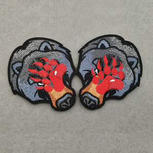 Động vật gấu Tiger Wolf chiến thuật các bản vá lỗi Thêu Huy Hiệu biểu tượng, móc và vòng lặp vá cho ba lô mũ áo khoác - Product Image 2
