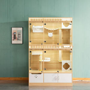 Einfach zu Installierendes Katzenvilla aus Massivholz für den Innenbereich, Großer Katzenkäfig mit Viel Freiraum für Katzenpensionen/Tierhandlungen/Luxuriöses Katzenzimmer aus Glas - Product Image 3