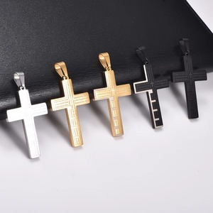 Collier pendentif croix biblique gravé en acier inoxydable pour femmes et hommes, bijoux en métal, amulette chrétienne, style hip-hop punk - Product Image 3