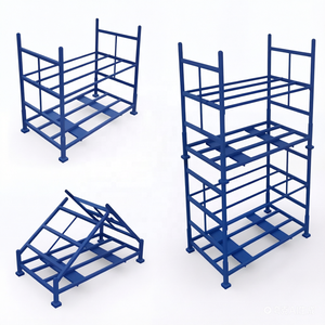 Estante Plegable de Tres Niveles para Almacenamiento de Neumáticos, Color Verde Hierba Azul Oscuro, Sin Ruedas, para Logística de Almacén - Product Image 6